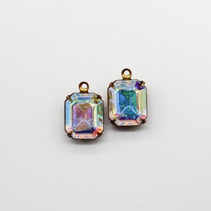Vintage AB Kristall Swarovski Kristall TTC Mässing Oxinfattningar 10 x 12 mm Oktagon 1 Loop Hängen Örhängen Dinglar 2 Pendant Findings