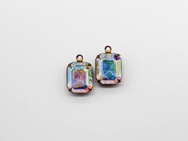 Vintage AB Kristall Swarovski Kristall TTC Mässing Oxinfattningar 10 x 12 mm Oktagon 1 Loop Hängen Örhängen Dinglar 2 Pendant Findings