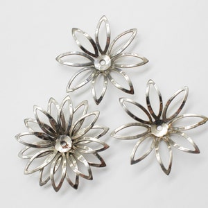Vintage Silver Metal Flower Open Petal Findings Perfect For Stacking And Layering