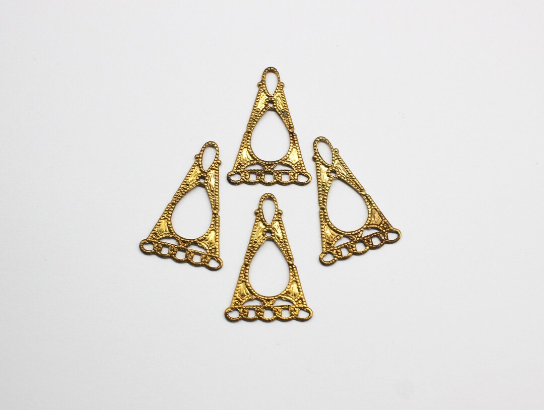 4 Oxidized Brass Filigree Chandelier Earring Findings Etsy