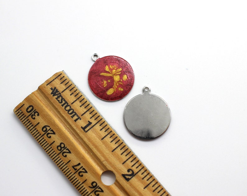 Enameled Round Disc Earrings Pendants