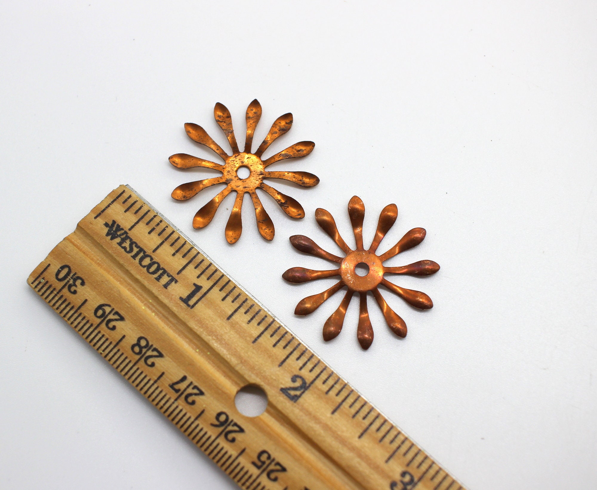 Vintage Copper Metal Flower Findings 29mm Base Metal Flowers Etsy