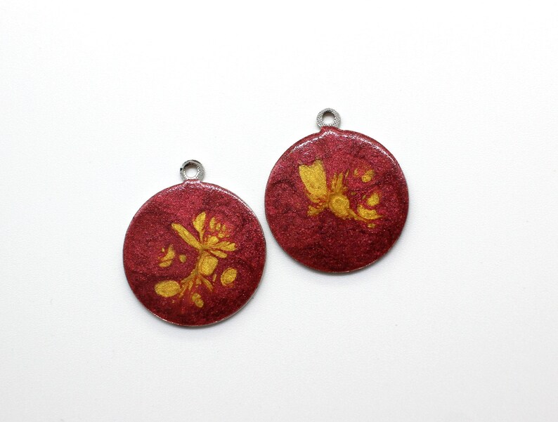 Enameled Round Disc Earrings Pendants