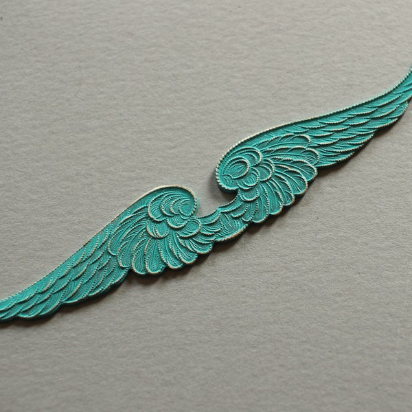 Verdigris Patina Brass Long Winged Finding