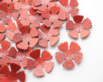 Adorable Hand Painted Coral Red Ombré Flower Findings 20mm