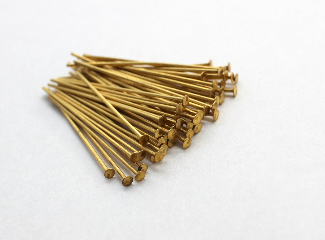 50 Vintage Brass Head Pins 1 1/2 Inch 19 Gauge Etsy