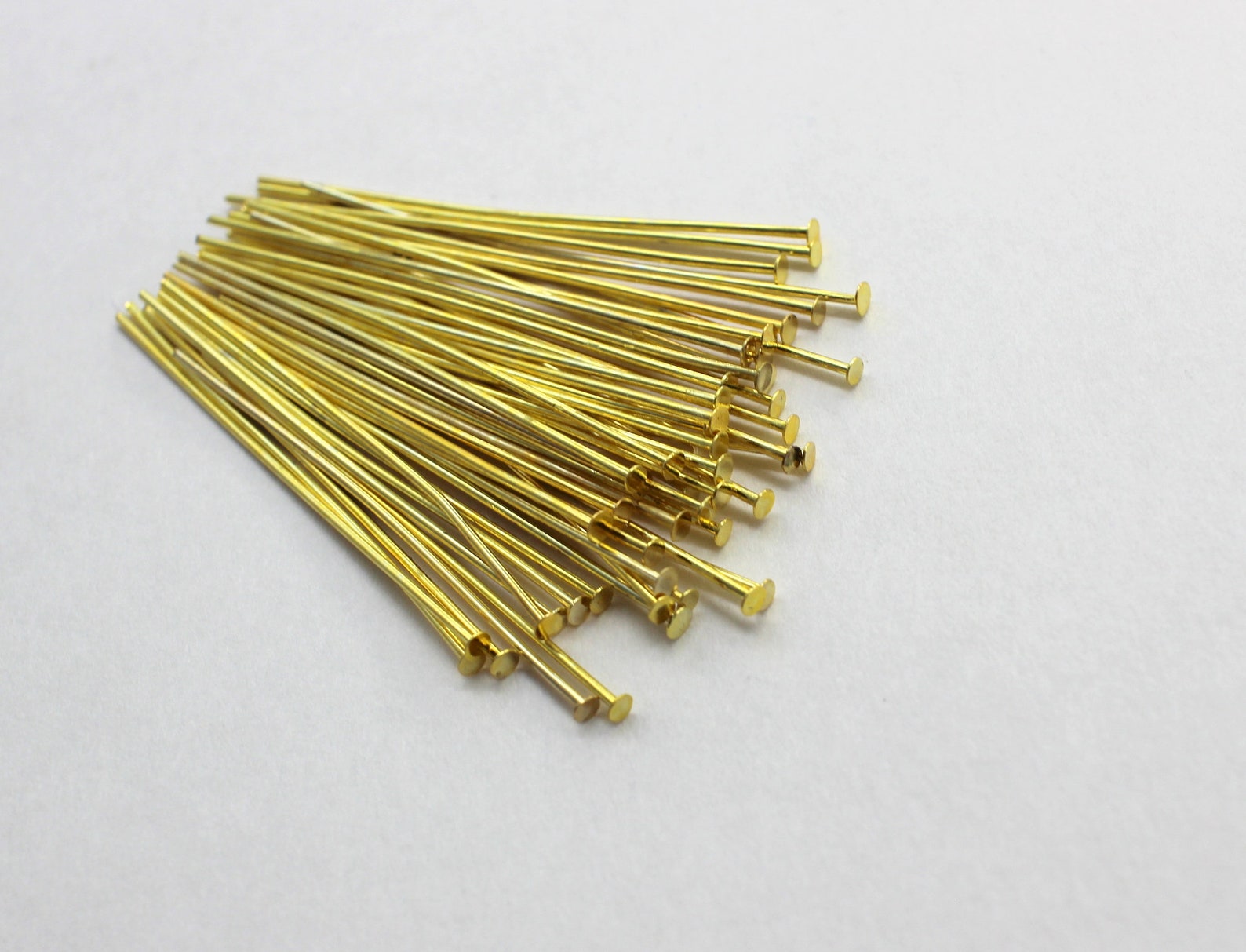 50 Vintage Brass Head Pins 1 3/4 Inch 20 Gauge Etsy