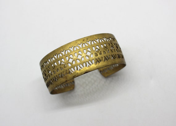 Bracciale rigido in filigrana di ottone ossidato vintage vuoto