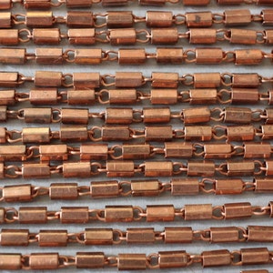 Vintage Copper Plated Tube Chain 3 Feet