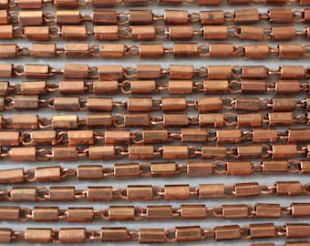 Vintage Copper Plated Tube Chain 3 Feet