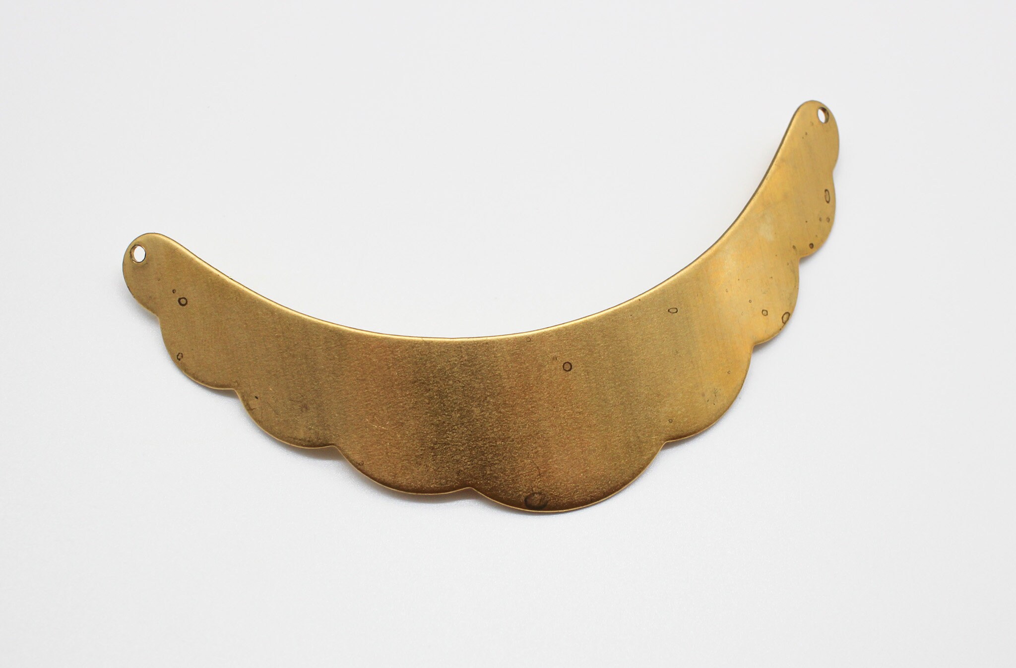 Oxidized Brass Scalloped Edge Dapped Crescent Pendant Blank 1" x 4 1/2"