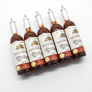 5 Wine Bottle Resin Pendants Key Chain Charms Earring Dangles