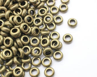 25 Antique Brass Rondelle Spacer Beads 7mm