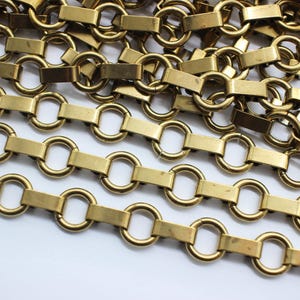 1 Foot Vintage Oxidized Brass Round Link Book Chain 11mm