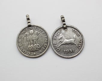 Ciondoli con moneta indiana in argento da 20 mm