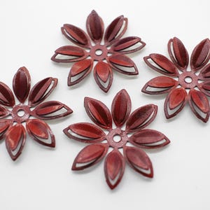 Hand Painted Variegated Berry Plum Layered Flowers 34mm