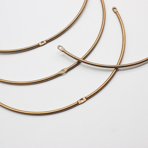 4 Vintage Industrial Oxidized Metal Curved Rod Pendant Blank Findings