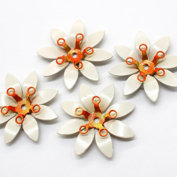 Hand Painted Vintage Ivory White Flowers - Perfect As Earrings & Pendants