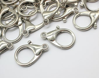 5 Extra Large Silver Parrot Trigger Clasps 35x24mm