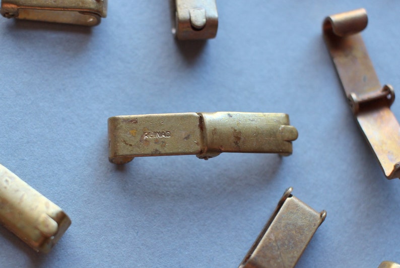 Genuine Vintage Art Deco Clasps 20 Signed Reinad Vintage Oxidized Brass Fold Over Clasp