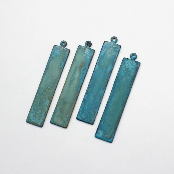 Hand Painted Blue Patina Brass Blanks