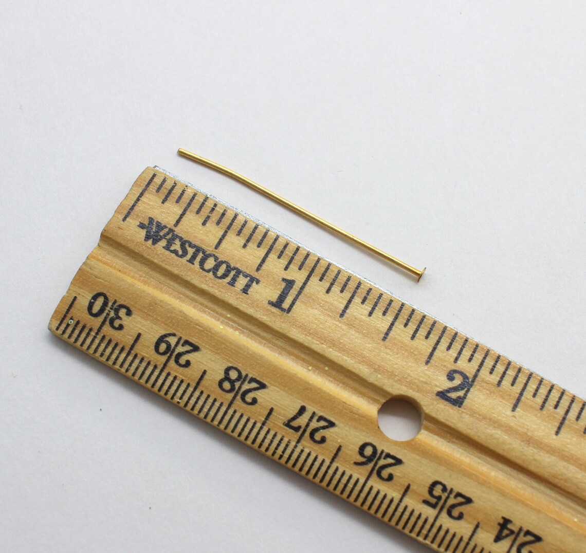 50 Vintage Brass Head Pins 1 1/2 Inch 19 Gauge Etsy