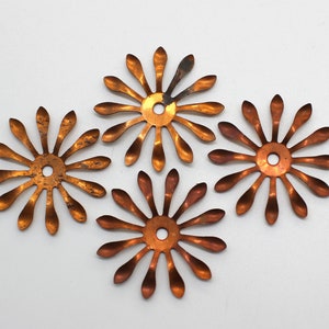 Vintage Copper Metal Flower Findings 29mm Base Metal Flowers image 2