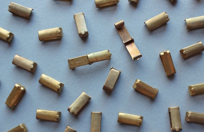 Genuine Vintage Art Deco Clasps 20 Signed Reinad Vintage Oxidized Brass Fold Over Clasp