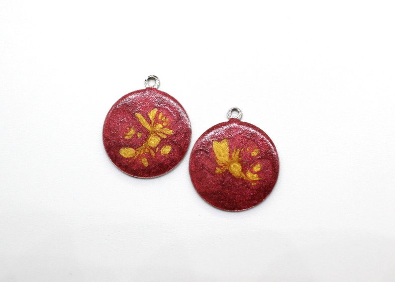 Enameled Round Disc Earrings Pendants