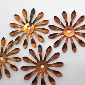 Vintage Copper Metal Flower Findings 29mm Base Metal Flowers image 3