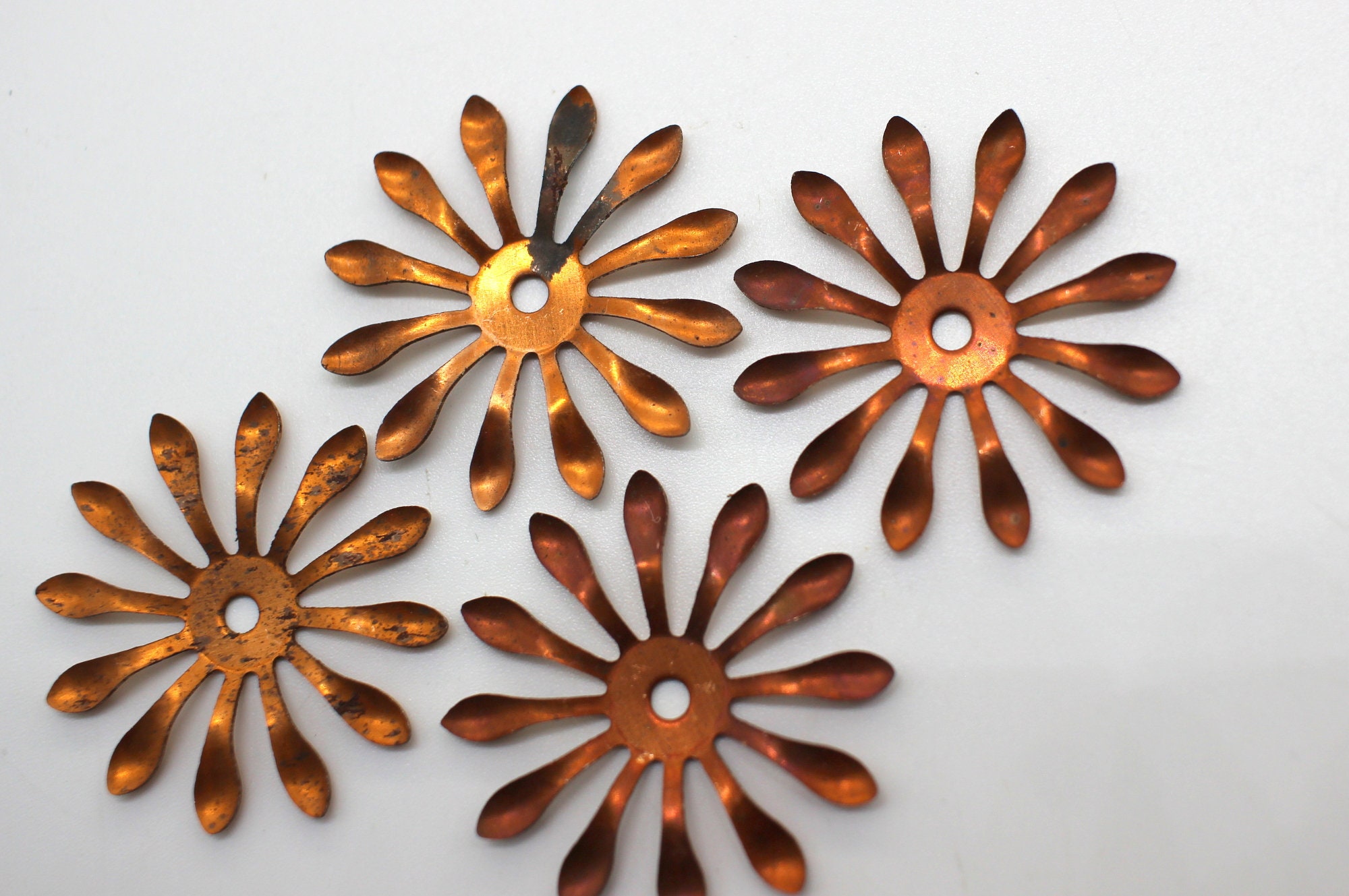 Vintage Copper Metal Flower Findings 29mm Base Metal Flowers Etsy