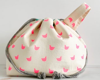 Finch Bucket, Project Bag, Knitting Bag - Large Size