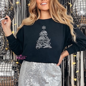 Christmas Tree rhinestone shirt, Christmas rhinestone bling shirt, mega bling Christmas shirt, ladies holiday shirt, Christmas sweatshirt