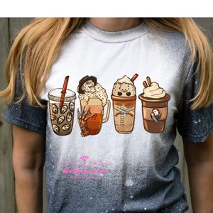 Halloween Horror coffee bleached shirt, Horror movie coffee latte shirt, Halloween bleached t-shirt, horror movie shirt