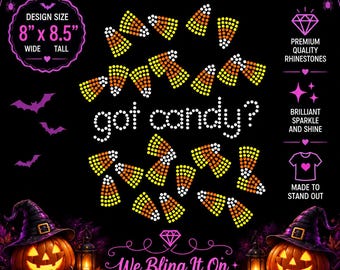 Halloween strass transfer, Halloween strass applicatie, candy corn strass transfer, glinsterende shirt strass transfer