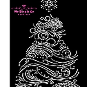 Christmas Tree rhinestone transfer, Christmas tree rhinestone applique, Christmas bling tshirt, mega bling rhinestone shirt, holiday shirt