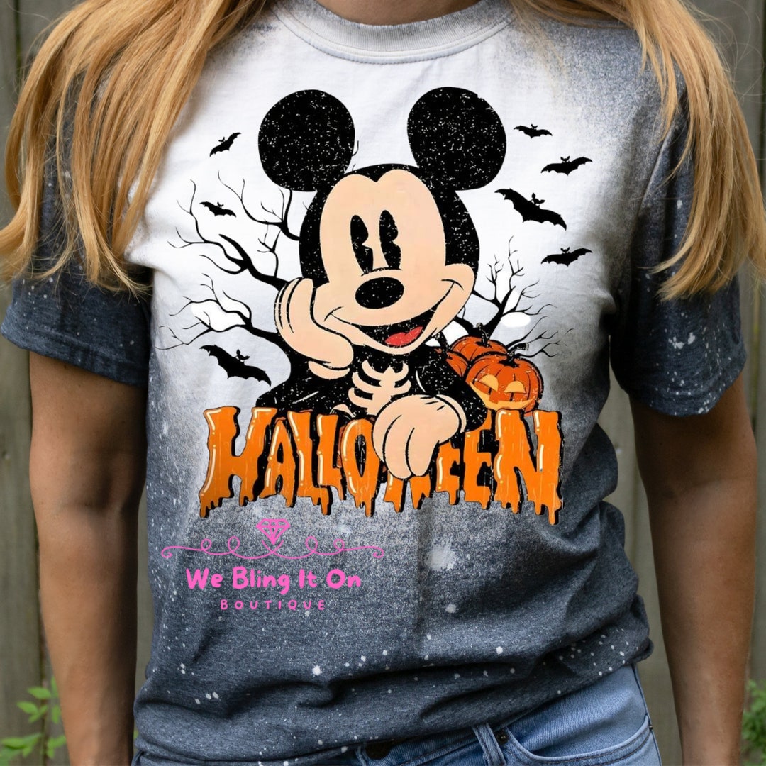 Disney Halloween Mickey Mouse Shirt Bleached Shirt Halloween Etsy