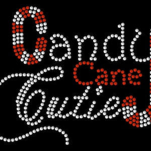Candy Cane Cutie Christmas rhinestone transfer, Christmas bling iron on, Christmas shirt, rhinestone holiday shirt, bling holiday shirt