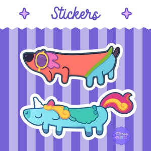 Long Dog, Grannies Blue Dog Inspired Stickers, Cute Cartoon Vinyl Decals, Waterproof Stickers for Water Bottles, Laptops, Journals, For Kids