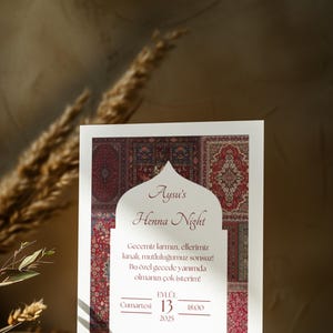 Orientalische & elegante digitale Henna Night Einladung – Canva Vorlage - Kina Davetiyesi