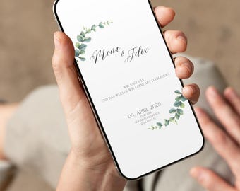 Botanical Watercolor Design - Digital Wedding Invitation - Canva Template - Elegant & Minimalist - Instant Download - WhatsApp Invitation