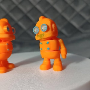 Tiny Robot Figurine or Keychain: 3D Printed PLA Plastic Sci-Fi Decor