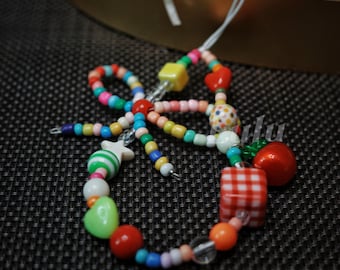 Fruity Colorful Phone Charm Strap, Phone Lanyard • Universal Fit For Phone, Camera, Key, Bag • Phone Case Accessories • Star & Bow • For Her