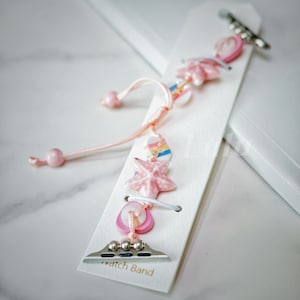 Seashell Beaded Apple Watch Band • Apple Watch Series 1-10, SE, Ultra • Adjustable Strap 38mm-41mm 42mm-49mm • Beach Trip • Summer Aesthetic