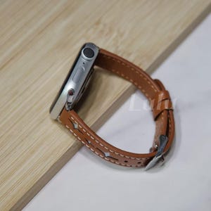 Luxury Leather Apple Watch Strap • Apple Watch Series 11-1, SE, Ultra • 38mm 40mm 41mm 42mm 44mm 45mm 46mm 49mm • Gift for Her • Star Stitch image 3