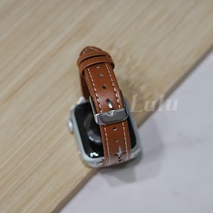 Luxury Leather Apple Watch Strap • Apple Watch Series 11-1, SE, Ultra • 38mm 40mm 41mm 42mm 44mm 45mm 46mm 49mm • Gift for Her • Star Stitch image 5