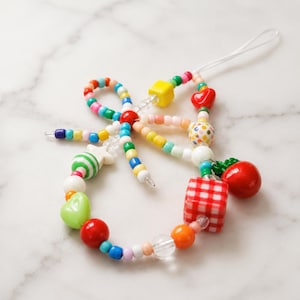 Fruity Colorful Phone Charm Strap, Phone Lanyard • Universal Fit For Phone, Camera, Key, Bag • Phone Case Accessories • Star & Bow • For Her