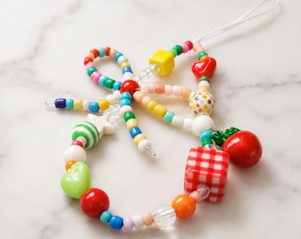 Fruity Colorful Phone Charm Strap, Phone Lanyard • Universal Fit For Phone, Camera, Key, Bag • Phone Case Accessories • Star & Bow • For Her