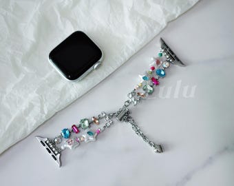 Y2K Gemstone Apple Watch Band • Apple Watch Series 11-1, SE, Ultra • Adjustable Beaded Strap 38mm-41mm 42mm-49mm
