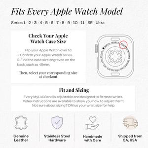 Luxury Leather Apple Watch Strap • Apple Watch Series 11-1, SE, Ultra • 38mm 40mm 41mm 42mm 44mm 45mm 46mm 49mm • Gift for Her • Star Stitch image 6